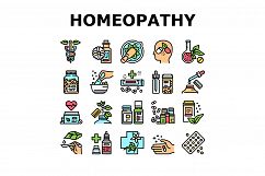 Homeopathy Medicine Collection Icons Set Vector Product Image 1