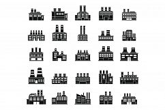 Eco recycle factory icons set, simple style Product Image 1
