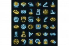 Eye examination icons set vector neon Product Image 1