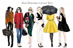 Fashion illustration clipart - fashion Girls Volume 11 - dark skin Product Image 3