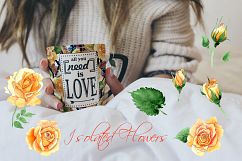 Watercolor tea yellow rose png set Product Image 8