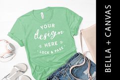 Mint Bella Canvas 3001 T Shirt Mockup Fashion Flat Lay Product Image 1