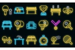 Table tennis icons set vector neon Product Image 1