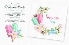 Summer Watercolor Popsicle Graphics Set and Patterns Product Image 6