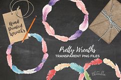 10 Watercolor Feathers Wreaths Garlands Clipart Pretty Mix Product Image 4