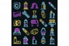 Electronic cigarette icon set vector neon Product Image 1