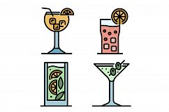 Cocktail icons vector flat Product Image 1