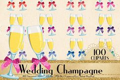 100 Wedding Champagne Glass Clip Arts, Champagne Flutes Product Image 1