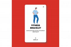 On Fitness Bracelet Watching Young Man Vector Product Image 1
