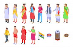 Indians icons set, isometric style Product Image 1