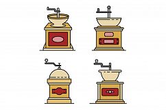 Coffee grinder icons set line color vector Product Image 1