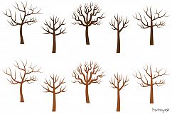 Bare tree silhouette clipart, Leafless tree clip art Product Image 4