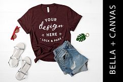 Heather Clay Bella Canvas 3001 T Shirt Mockup Flat Lay Product Image 1