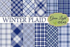 Winter Plaid Digital Papers, Plaid Backgrounds Product Image 1