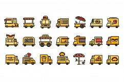 Food truck icons set, outline style Product Image 1
