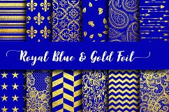 Royal Blue &amp; Gold Foil Digital Paper Product Image 1