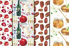 Watercolor Rosh Hashanah seamless digital paper pack Product Image 2