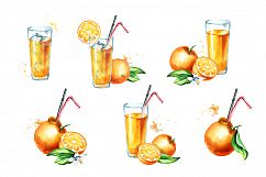 Natural Orange juice. Watercolor Product Image 4