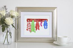 Hand Painted Watercolor Christmas Jumpers on Hooks Clipart Product Image 7
