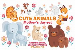 Cute animals. Mothers Day set. Product Image 1