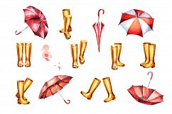 Rainy autumn. Umbrellas, rain boots Product Image 2