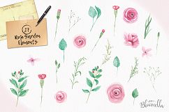 Rose Garden Watercolor Flower Pink Clipart Floral Frames Patterns Package Product Image 4