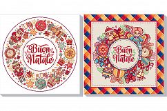 Christmas template. Buon Natale. Bundle. 22 greeting card. Winter holiday in Italy. Italian. Vintage style. Product Image 11