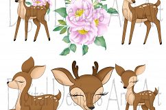 Baby and mama deer clipart Product Image 5