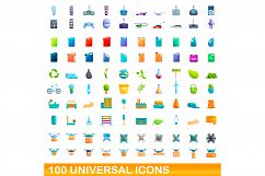 100 universal icons set, cartoon style Product Image 1