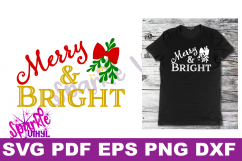 SVG Christmas Merry and Bright Sign Stencil Shirt Tshirt outfit svg file for circut and silhouette dxf eps png pdf  Christmas printable Product Image 4
