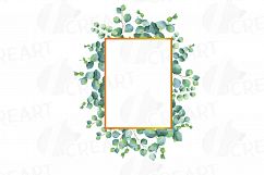 Eucalyptus frames watercolor clip art pack, Eucalyptus leaves design borders. PNG, jpg, svg, vector illustrator &amp; corel files included Product Image 13