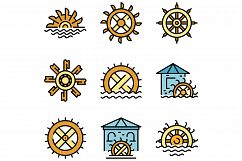 Water mill icons vector flat Product Image 1