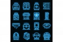 Air purifier icons set vector neon Product Image 1