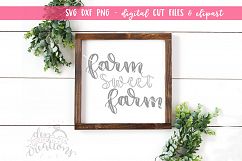 Farm Sweet Farm - SVG - DXF - PNG Cut Files hand lettered Product Image 1