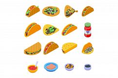 Tacos icons set, isometric style Product Image 1