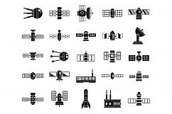 Space satellite icons set, simple style Product Image 1