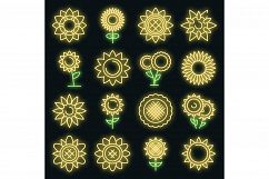 Sunflower icons set vector neon Product Image 1