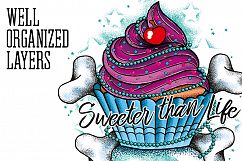 Cupcake Tattoo Style Vector Product Image 4