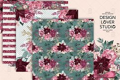 Burgundy Christmas digital paper pack I. Product Image 3