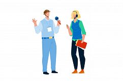 Speaker Man And Woman Speak On Conference Vector Product Image 1