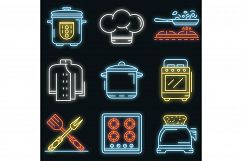 Cooker icon set vector neon Product Image 1