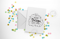 Pastel confetti greeting card mockup with smart objects PSD (portrait) 0009-21 Product Image 1