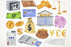 Watercolor Money Clipart Money Clip Art, Dollar Clipart Product Image 2