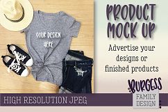 MOCK UP Grey t-shirt summer hat | High Resolution JPEG Product Image 1