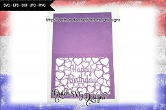 Card cutting file Happy Birthday with cutout hearts Product Image 2