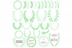 Laurel Wreath Clipart and Vectors - Hand Drawn Leaf Branches Product Image 1