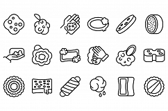 Washcloth icons set, outline style Product Image 1