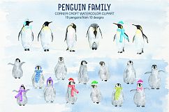 Watercolor penguin family illustration, penguin clipart Product Image 4