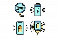 Wireless charger icons set vector flat Product Image 1
