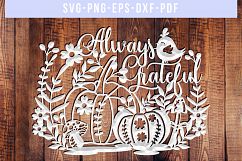 Grateful Pumpkin SVG Cut File, Autumn Papercut Template, DXF Product Image 5